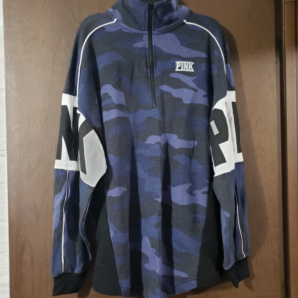 💥💥VS PINK BLUE CAMO ZIP PULLOVER MEDIUM💥💥